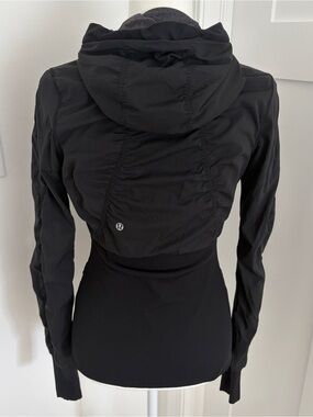 Lululemon Reversible Dance Studio Hooded Jacket Sz 6 Black Gray Full Zip *@6